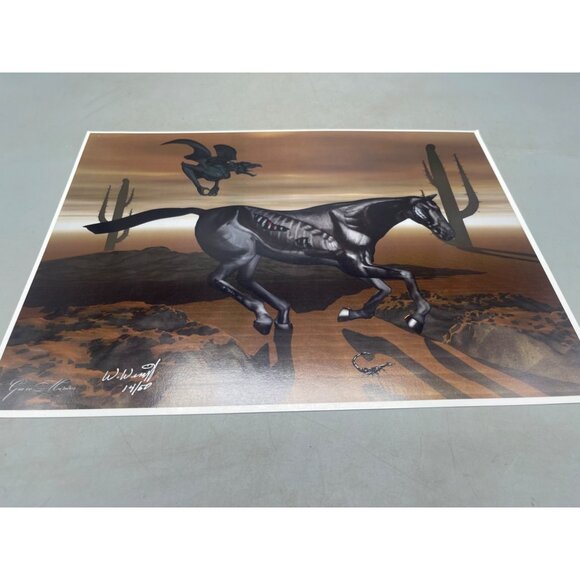 LE GM black horse robot print artwork signed 14/50 16x12" scorpion READ - Picture 2 of 6